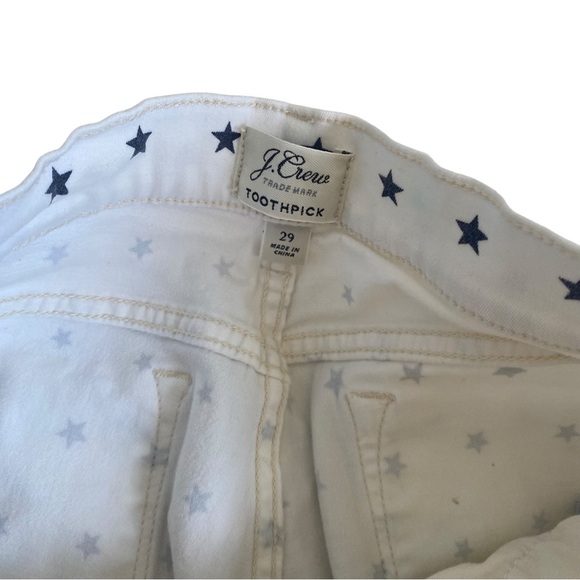 J crew toothpick cream pants with navy stars denim jeans 29” stars patriotic - Picture 10 of 11